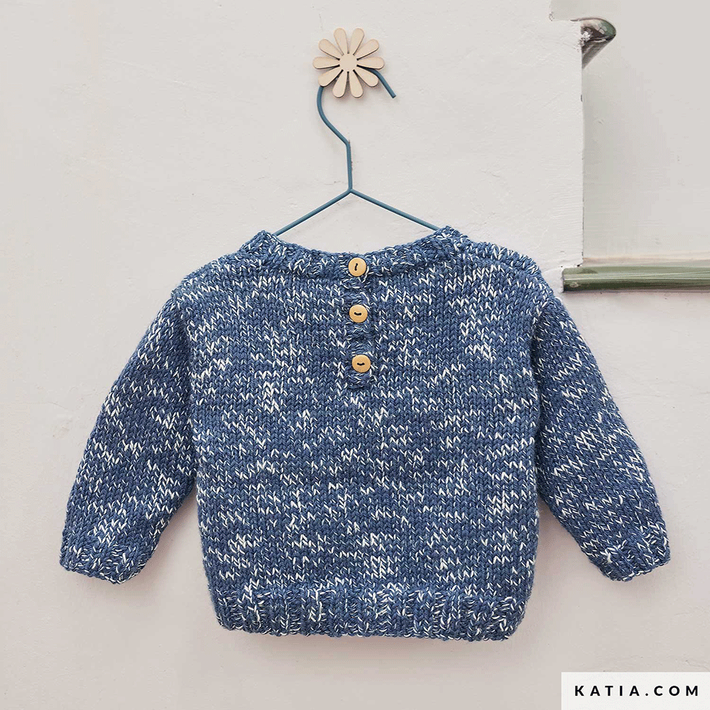 Patroon breien haken baby trui herfst winter katia — gemaakt met Katia Basic Merino 090 (5)
