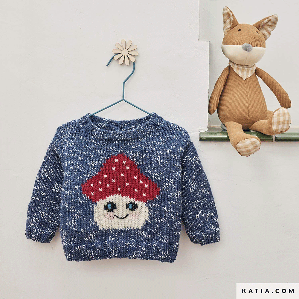 Patroon breien haken baby trui herfst winter katia — gemaakt met Katia Basic Merino 094 (4)