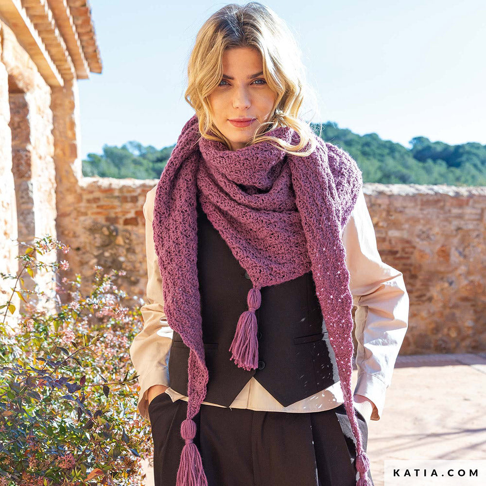 Patroon breien haken dames stola herfst winter katia — gemaakt met Katia Basic Merino 095 (5)