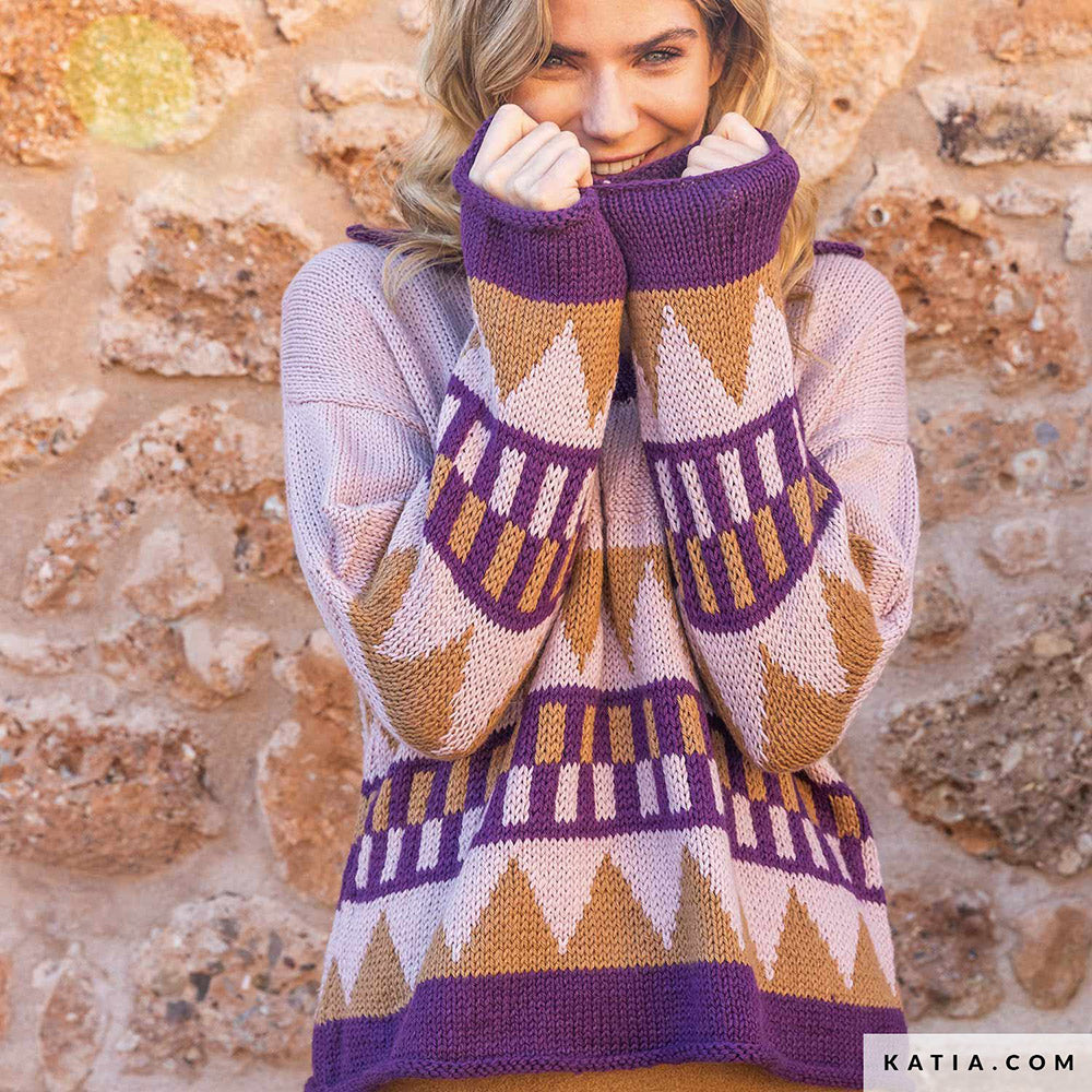 Patroon breien haken dames trui herfst winter katia — gemaakt met Katia Basic Merino 095 (13)
