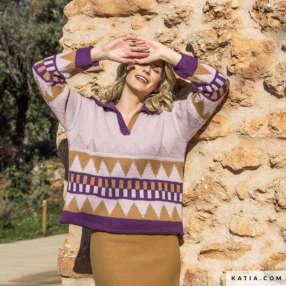 Patroon breien haken dames trui herfst winter katia — gemaakt met Katia Basic Merino 097 (10)
