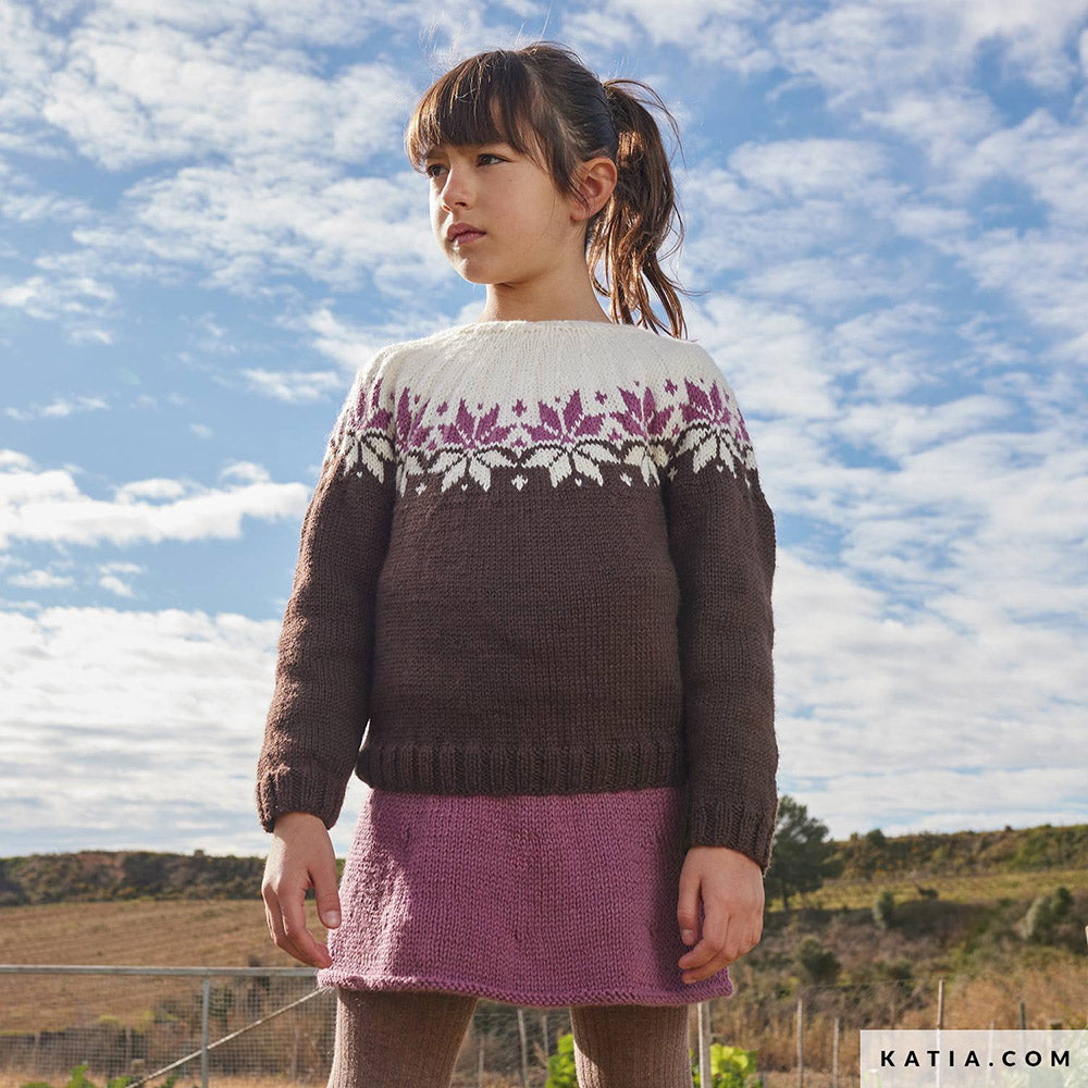 Patroon breien haken kinderen trui herfst winter katia — gemaakt met Katia Basic Merino 097 (4)