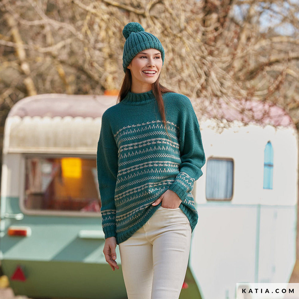 Patroon breien haken dames trui herfst winter katia — gemaakt met Katia Basic Merino 098 (18)