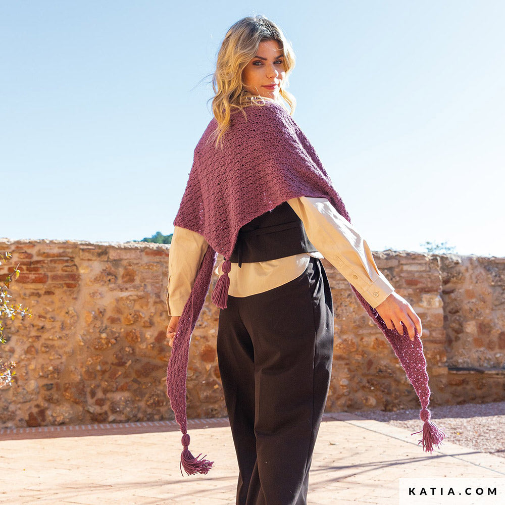 Patroon breien haken dames stola herfst winter katia — gemaakt met Katia Basic Merino 098 (2)