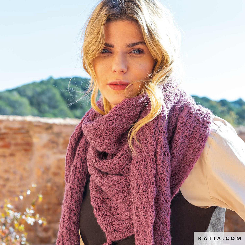 Patroon breien haken dames stola herfst winter katia — gemaakt met Katia Basic Merino 098 (3)