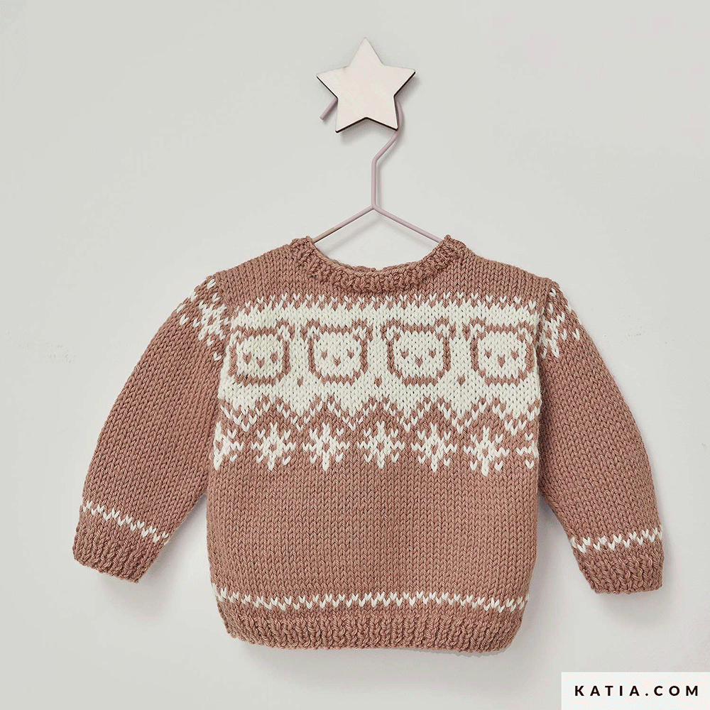 Patroon breien haken baby trui herfst winter katia — gemaakt met Katia Basic Merino 099