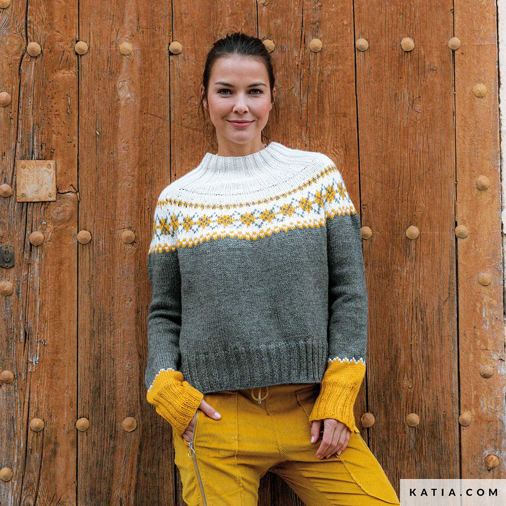 Patroon breien haken dames trui herfst winter katia — gemaakt met Katia Basic Merino 099 (7)