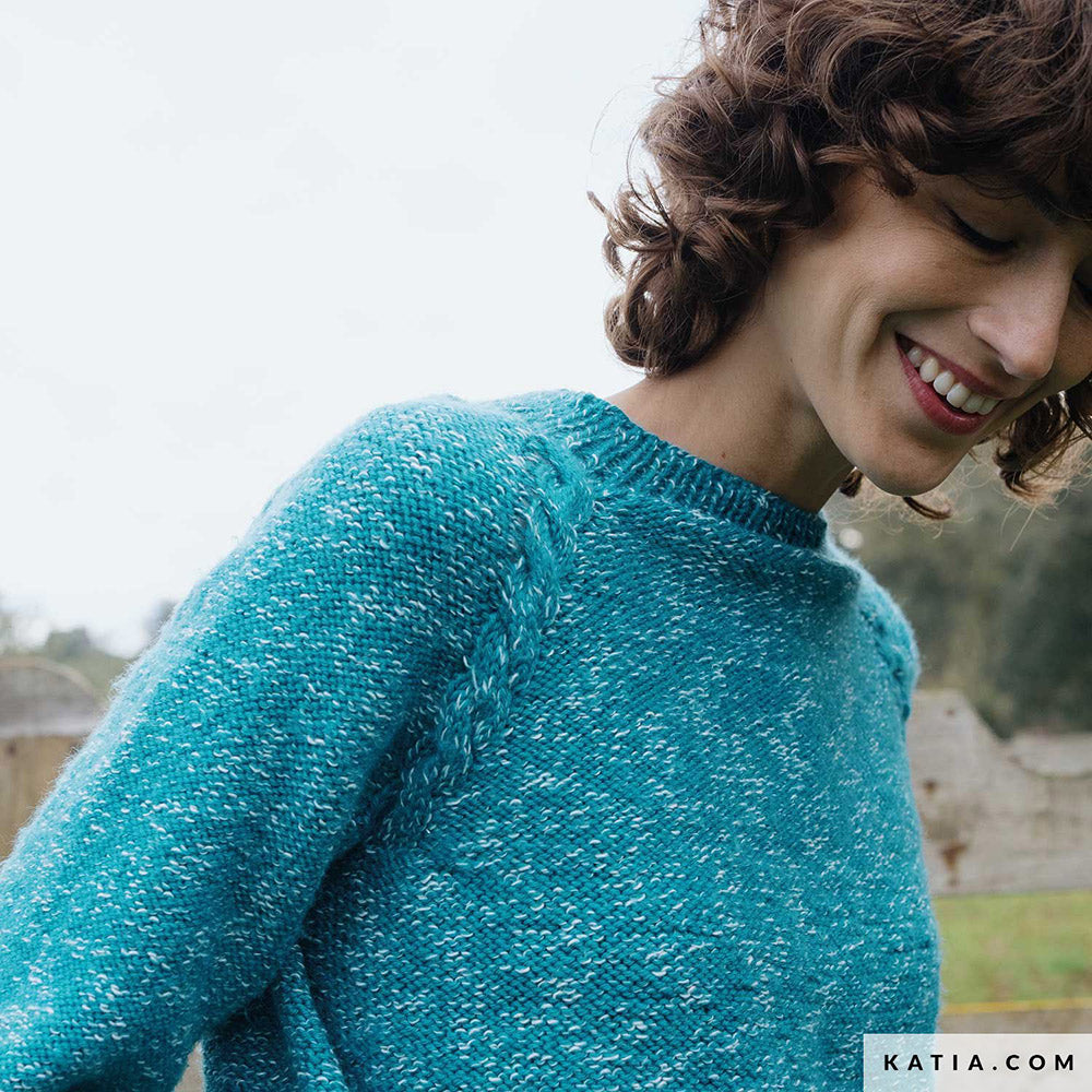 Patroon breien haken dames trui herfst winter katia — gemaakt met Katia Basic Merino Popcorn (4)