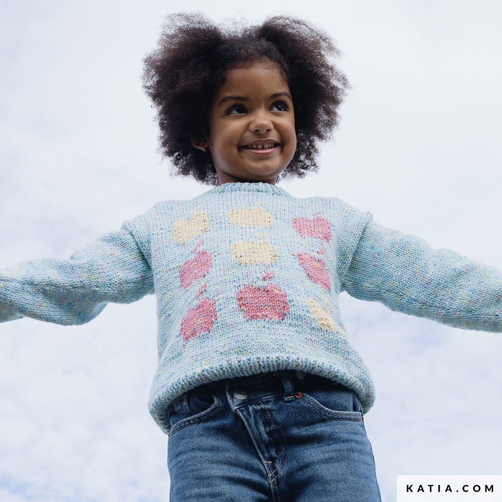 Patroon breien haken kinderen trui herfst winter katia — gemaakt met Katia Basic Merino Popcorn (7)