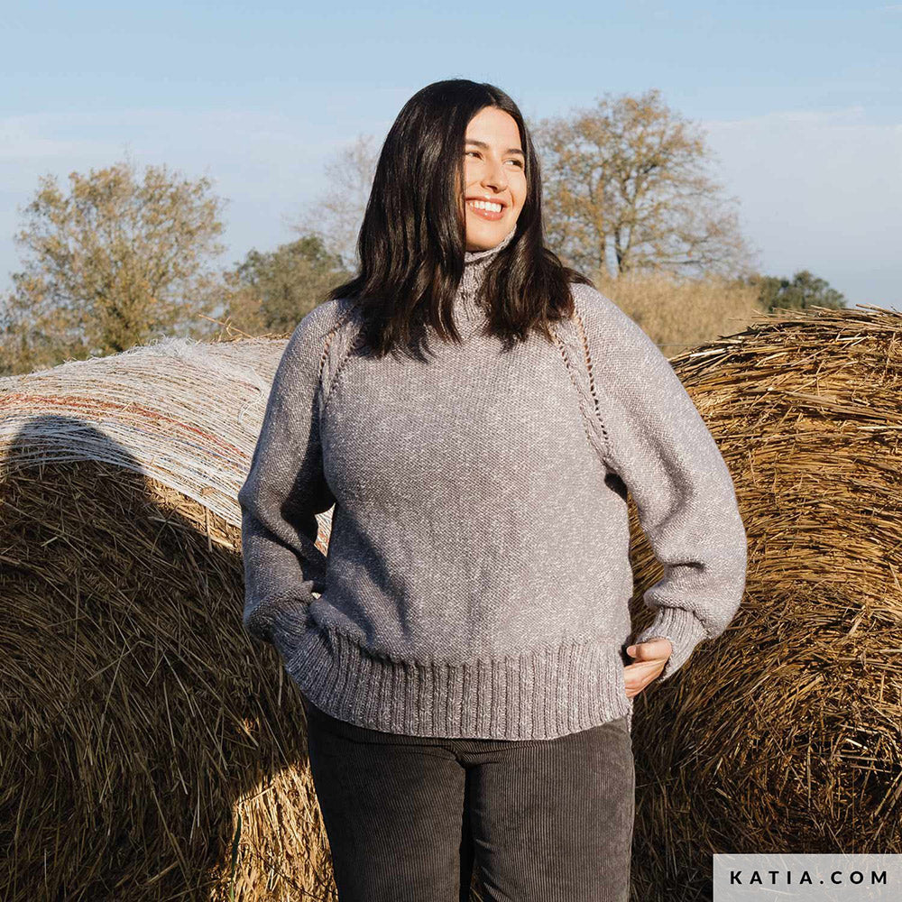 Patroon breien haken dames trui herfst winter katia — gemaakt met Katia Basic Merino Popcorn (9)