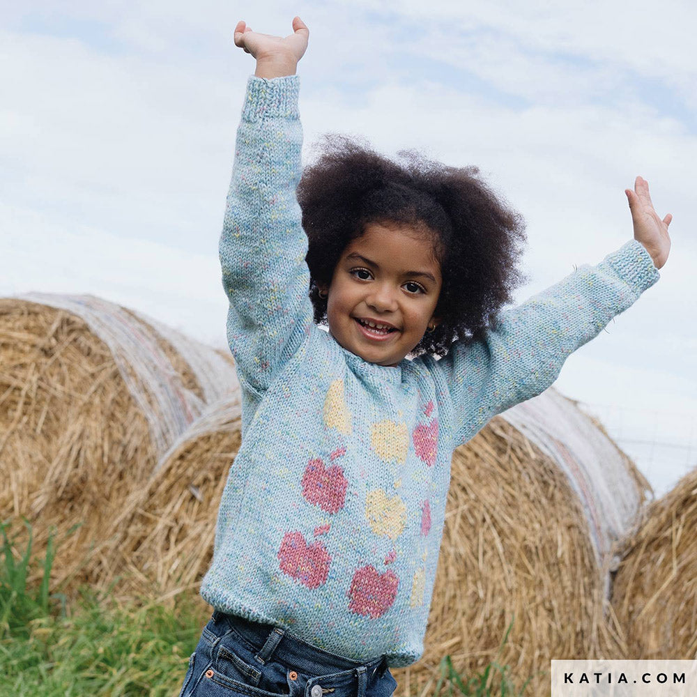 Patroon breien haken kinderen trui herfst winter katia — gemaakt met Katia Basic Merino Popcorn (5)