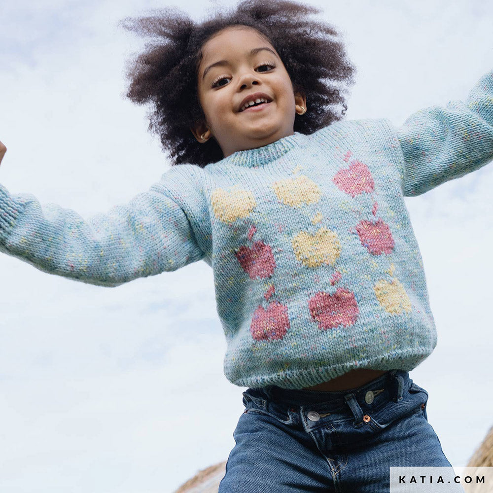 Patroon breien haken kinderen trui herfst winter katia — gemaakt met Katia Basic Merino Popcorn (6)