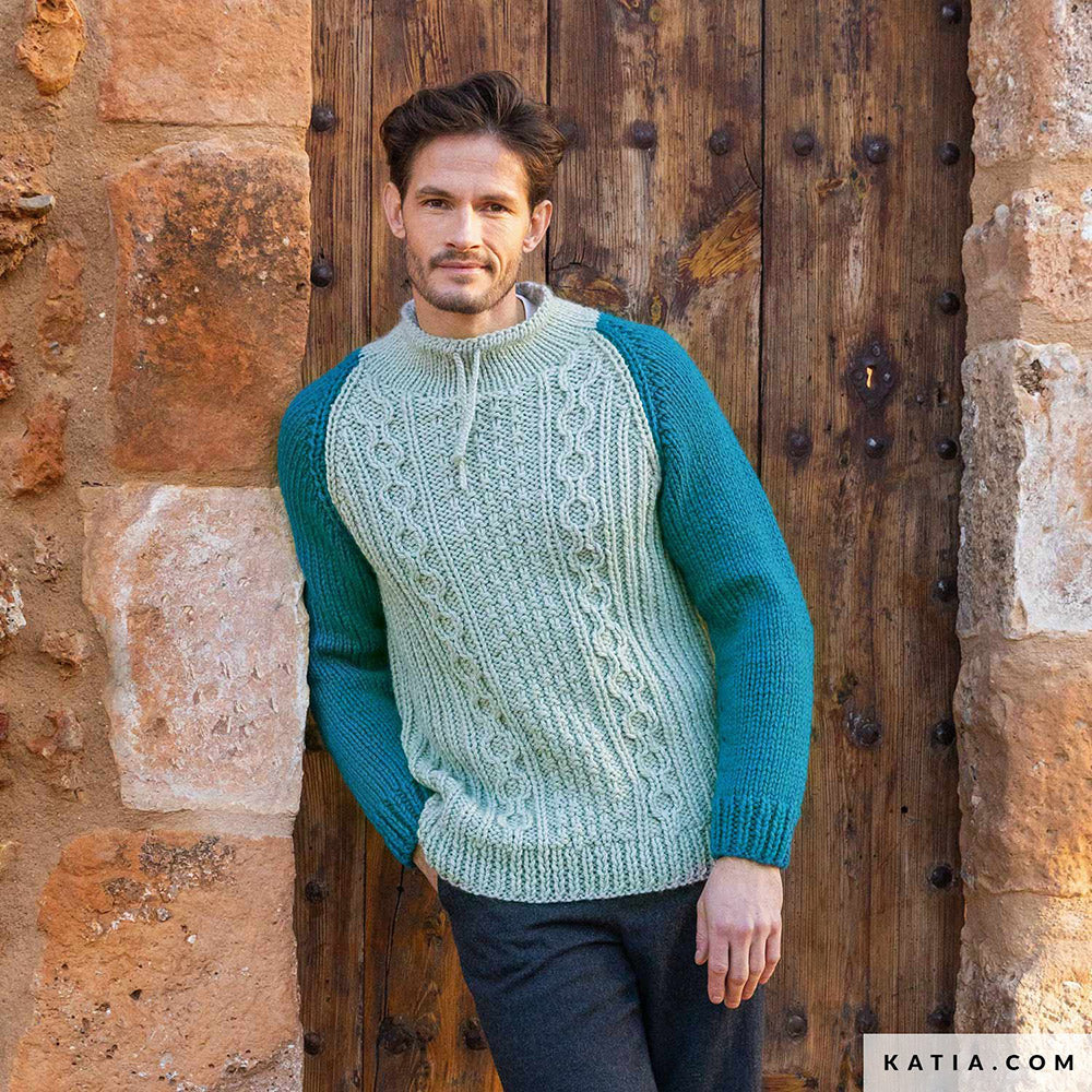 Patroon breien haken heren trui herfst winter katia — gemaakt met Katia Big Merino