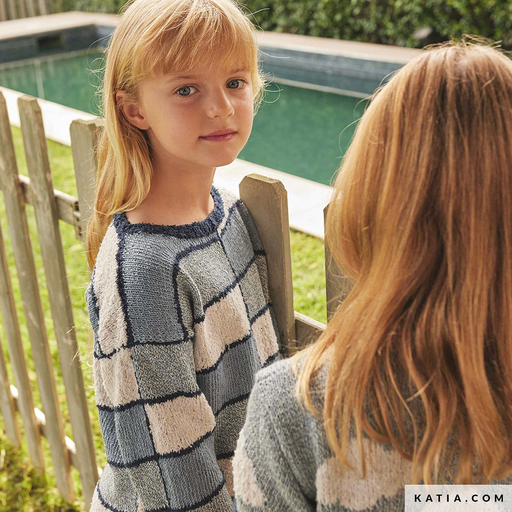 Patroon breien haken kinderen trui lente zomer katia — gemaakt met Katia Blue Jeans II