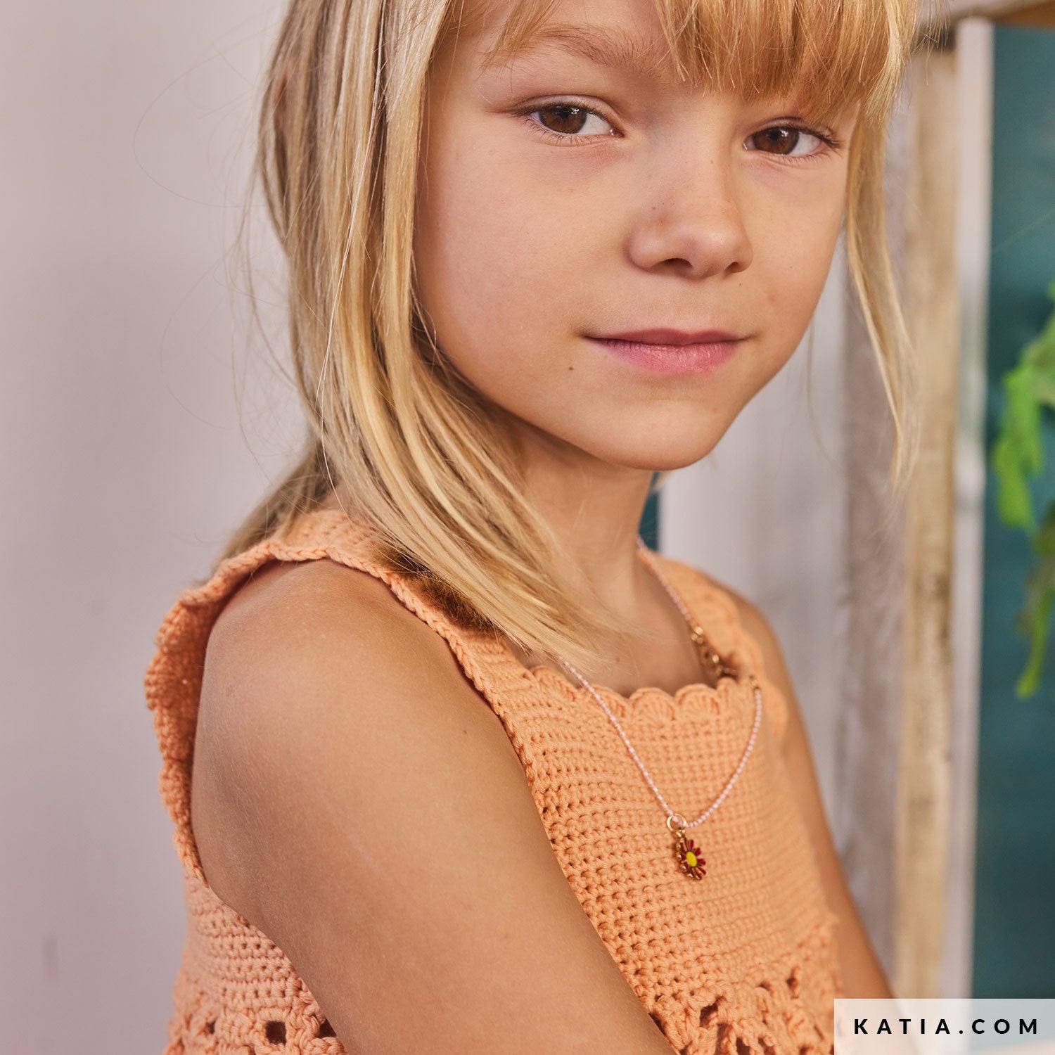 Patroon breien haken kinderen topje lente zomer katia — gemaakt met Katia Capri 82156 Flesgroen (5)