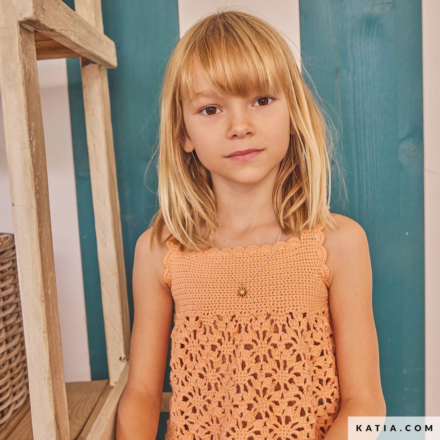 Patroon breien haken kinderen topje lente zomer katia — gemaakt met Katia Capri 82180 Licht Geel