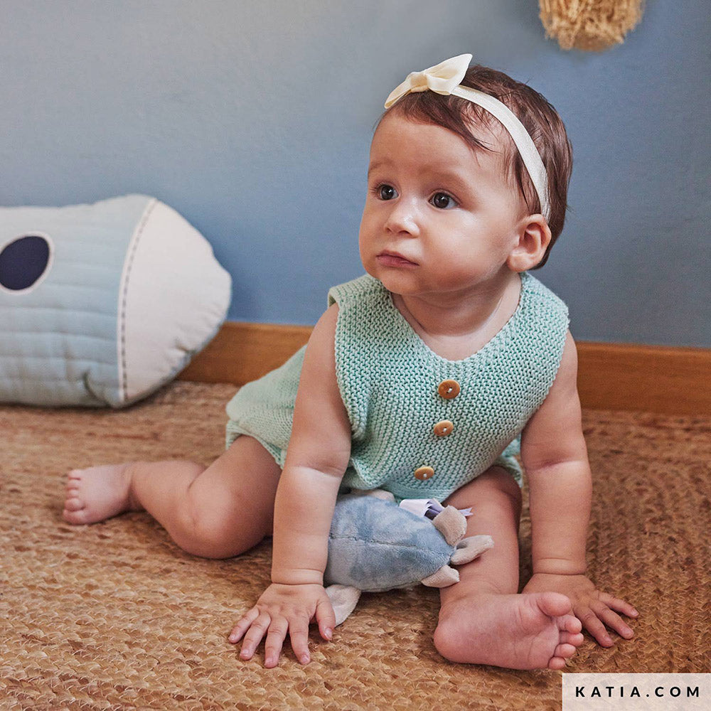 Patroon breien haken baby romper lente zomer katia — gemaakt met Katia Capri 82205 Koper (2)