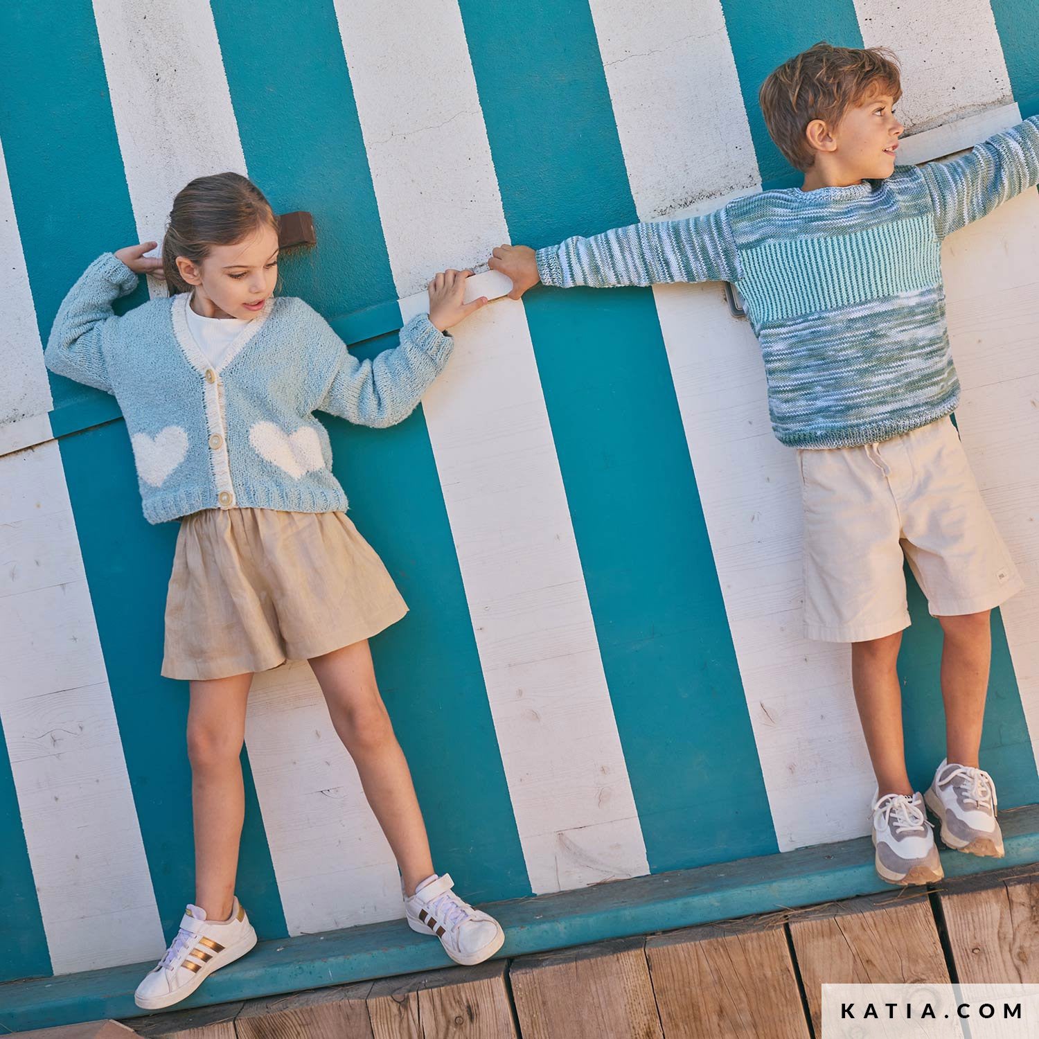 Patroon breien haken kinderen trui lente zomer katia — gemaakt met Katia Capri 82211 Porselein (2)