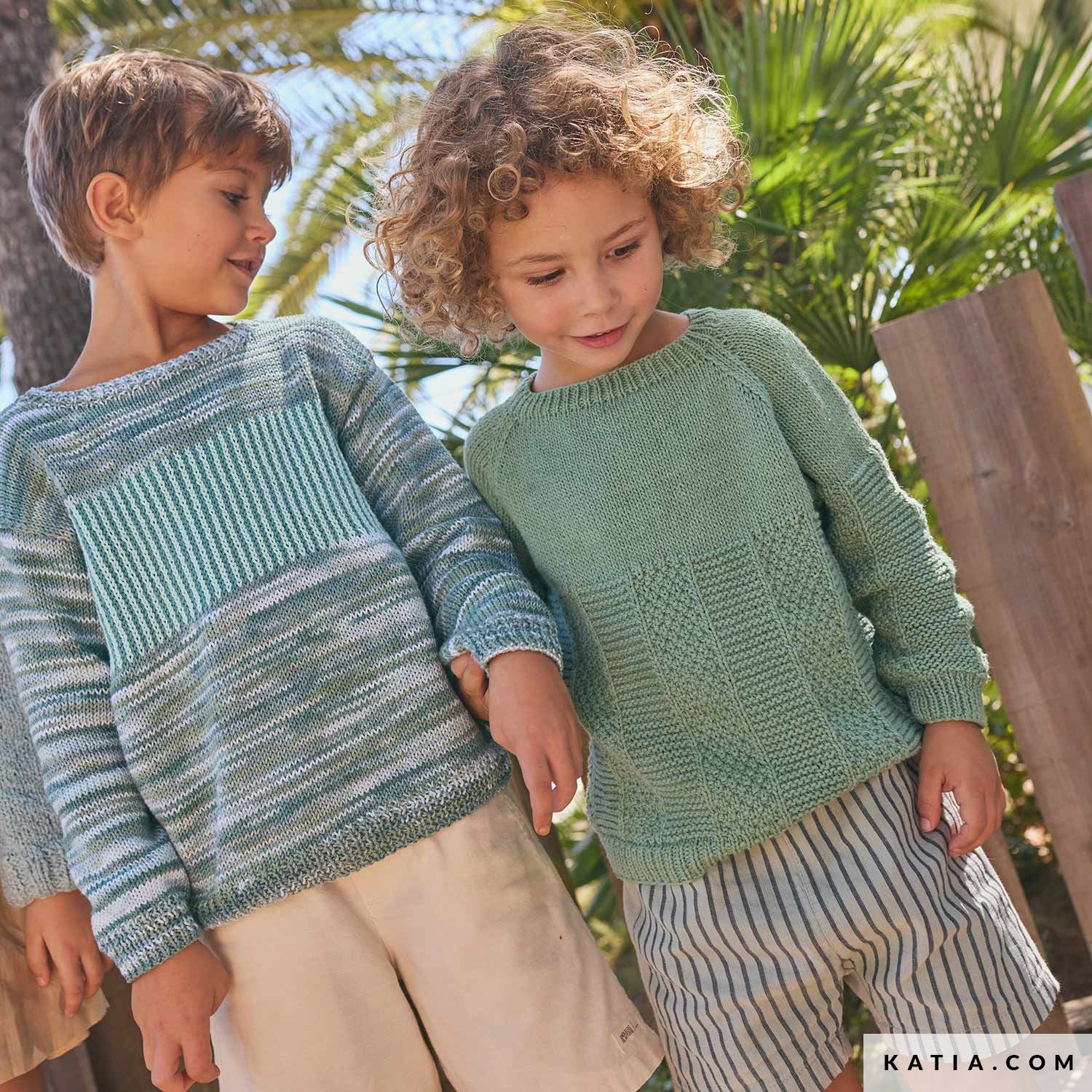 Patroon breien haken kinderen trui lente zomer katia — gemaakt met Katia Capri Tones