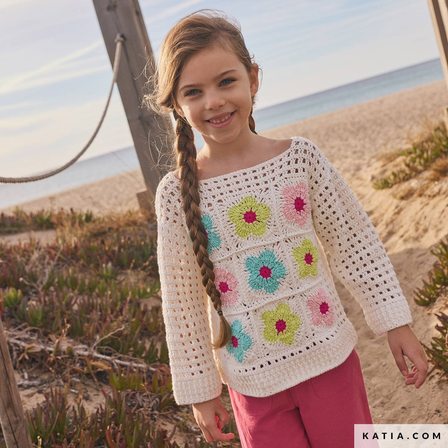 Patroon breien haken kinderen trui lente zomer katia — gemaakt met Katia Cotton 100% (2)