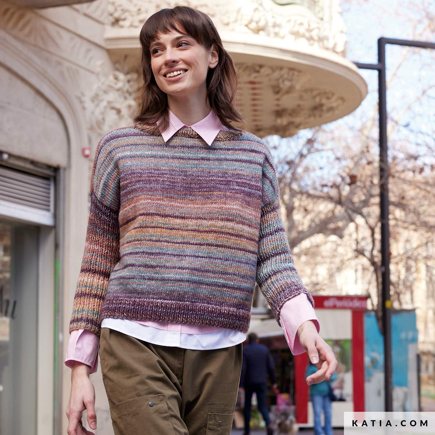Patroon breien haken dames trui herfst winter katia — gemaakt met Katia Cotton-Merino Paradiso (15)