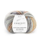 Katia Cotton-Merino Rainbow 504 Grey-Makeup-Rust Brown