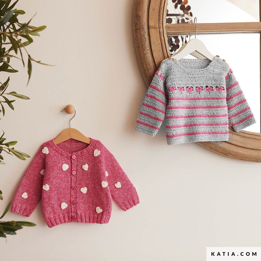 Patroon breien haken baby trui lente zomer katia — gemaakt met Katia Fair Cotton (2)