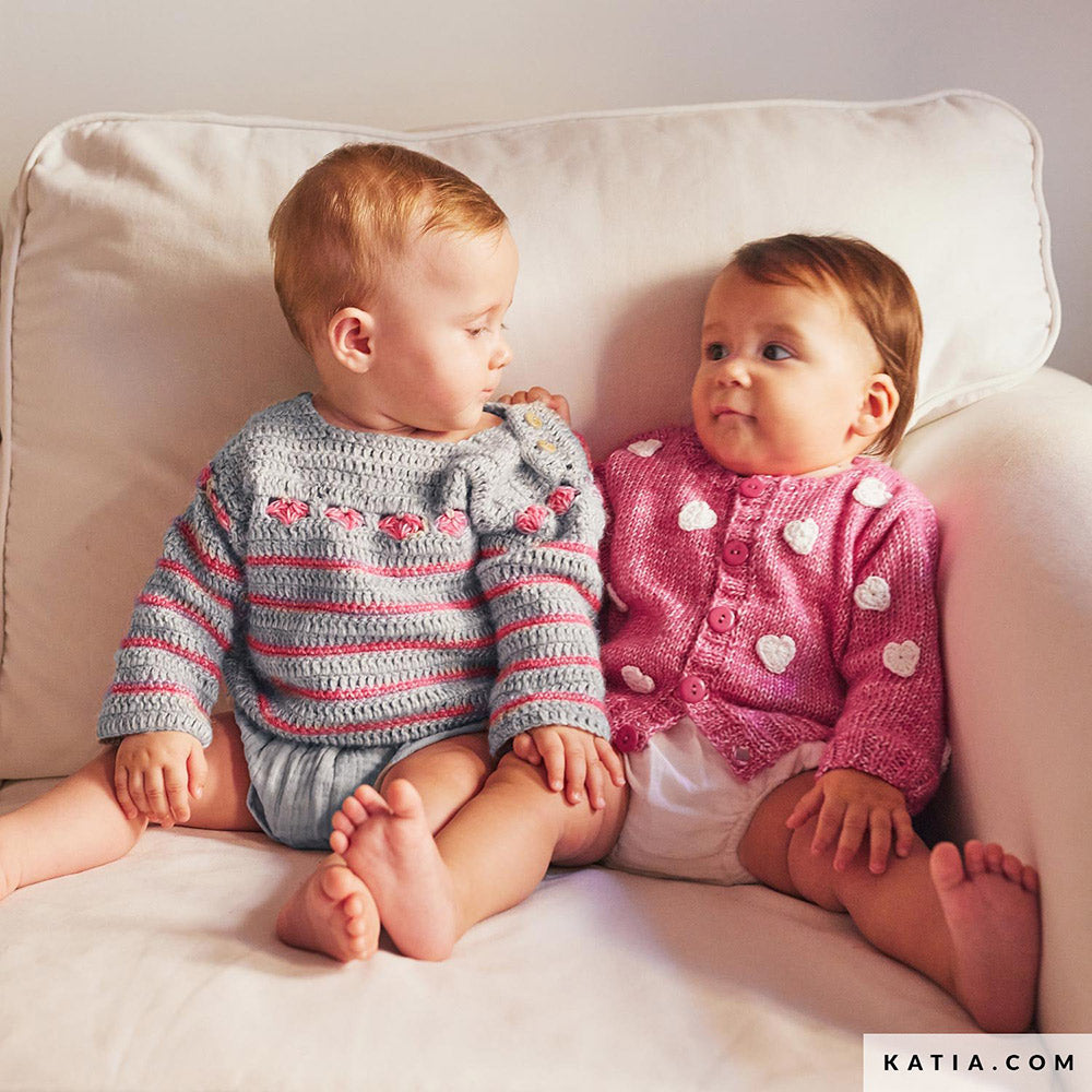 Patroon breien haken baby trui lente zomer katia — gemaakt met Katia Fair Cotton