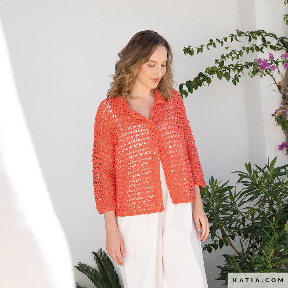 Patroon breien haken dames jas lente zomer katia — gemaakt met Katia Fair Cotton (15)