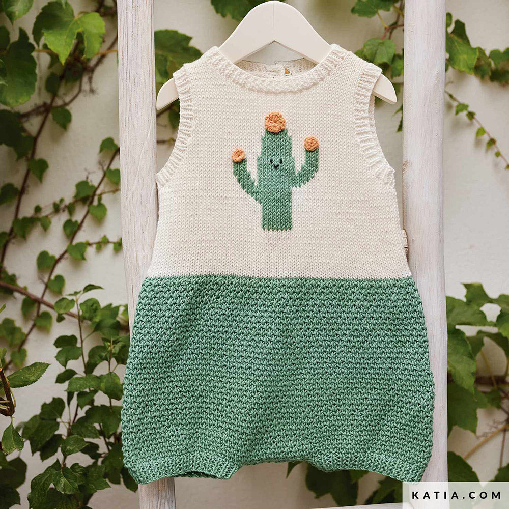 Patroon breien haken baby romper lente zomer katia — gemaakt met Katia Fair Cotton