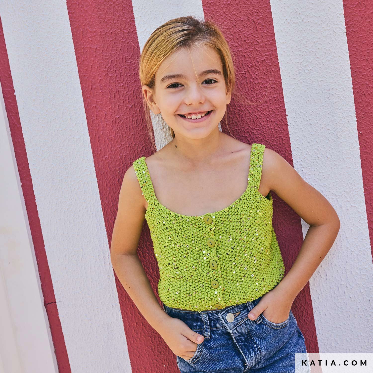 Patroon breien haken kinderen topje lente zomer katia — gemaakt met Katia Kinderen Magazine No. (7)