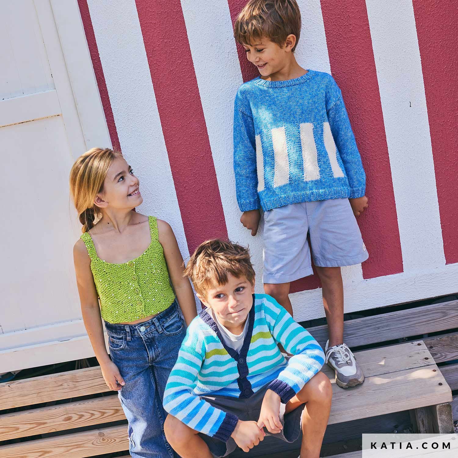 Patroon breien haken kinderen trui lente zomer katia — gemaakt met Katia Kinderen Magazine No. (56)