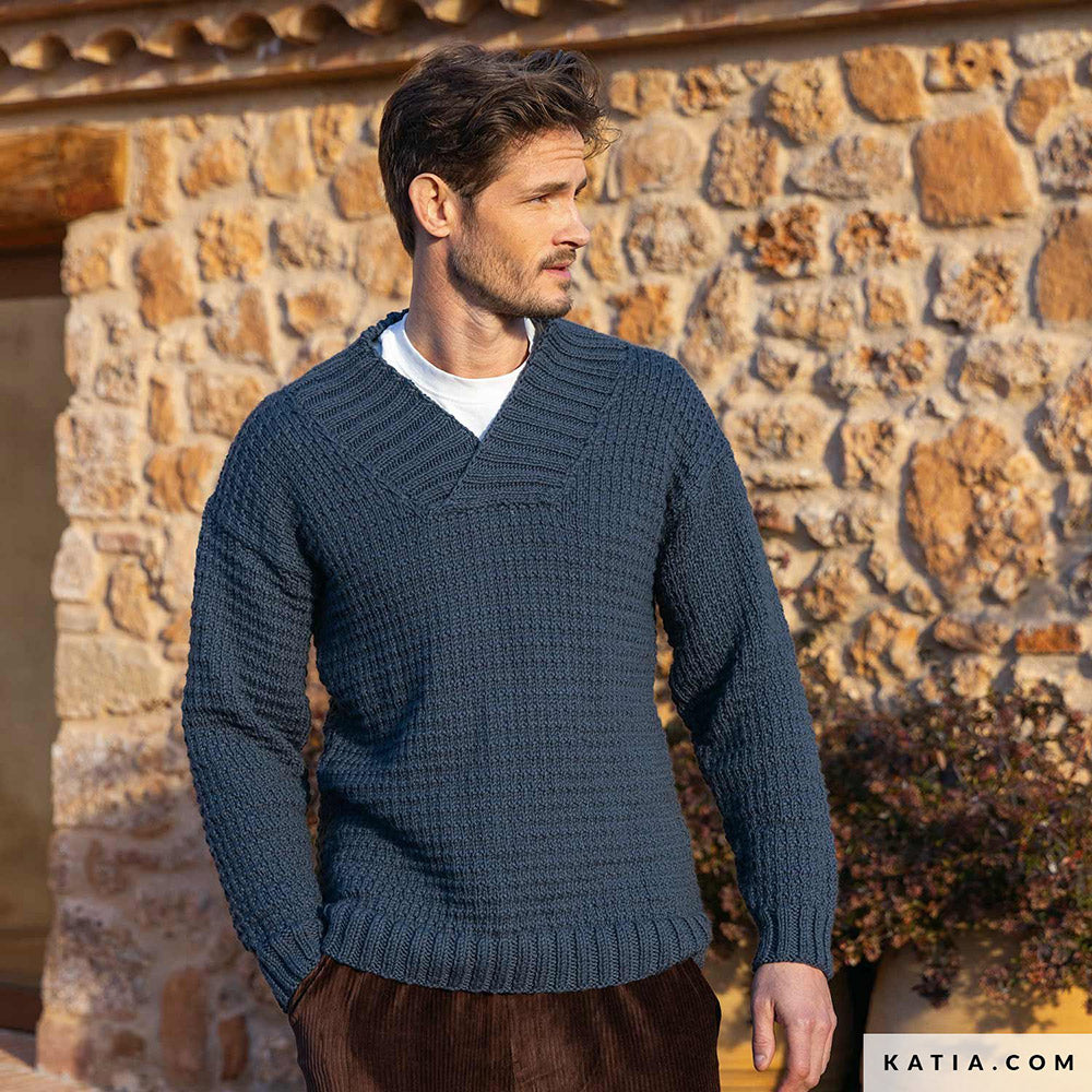 Patroon breien haken heren trui herfst winter katia — gemaakt met Katia Merino Aran (6)
