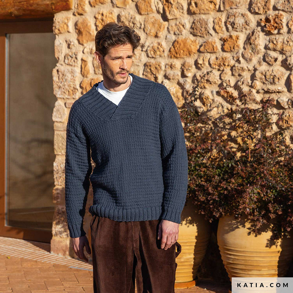 Patroon breien haken heren trui herfst winter katia — gemaakt met Katia Merino Aran (4)