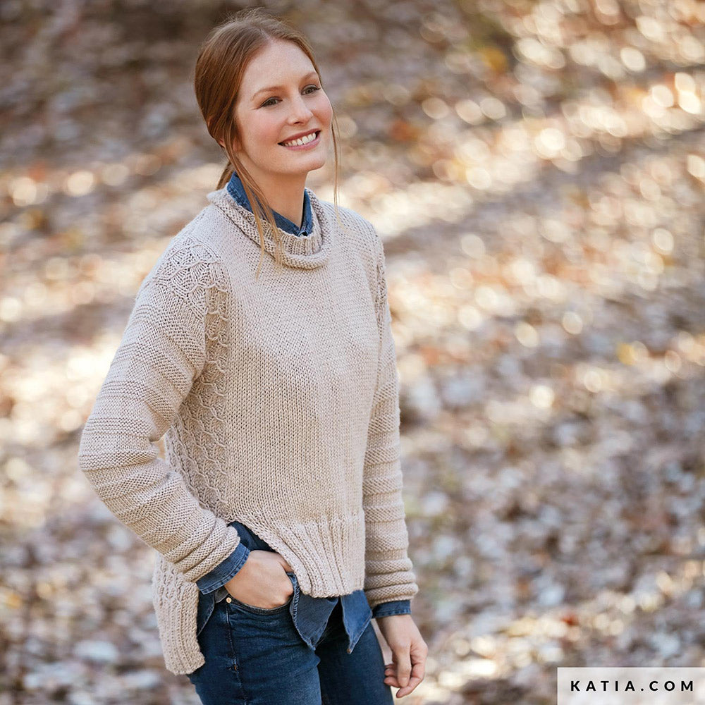 Patroon breien haken dames trui herfst winter katia — gemaakt met Katia Merino Aran (4)