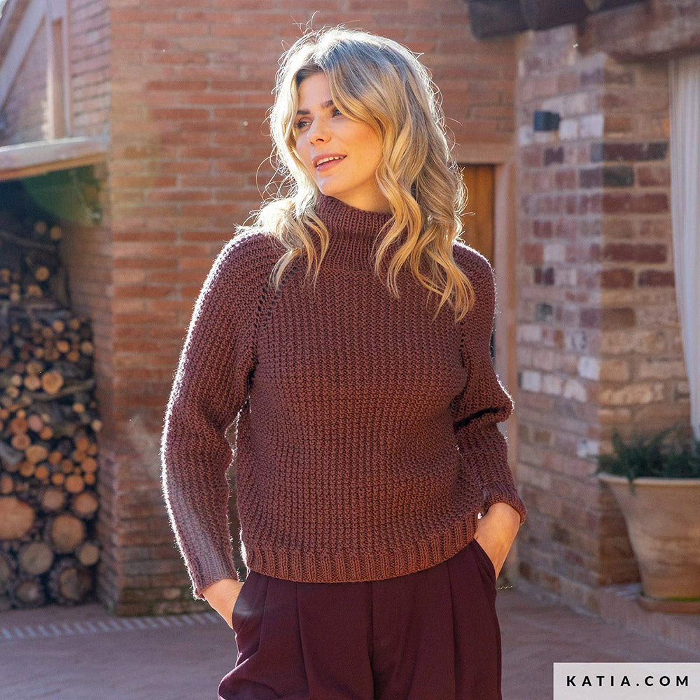 Patroon breien haken dames trui herfst winter katia — gemaakt met Katia Merino Aran (6)