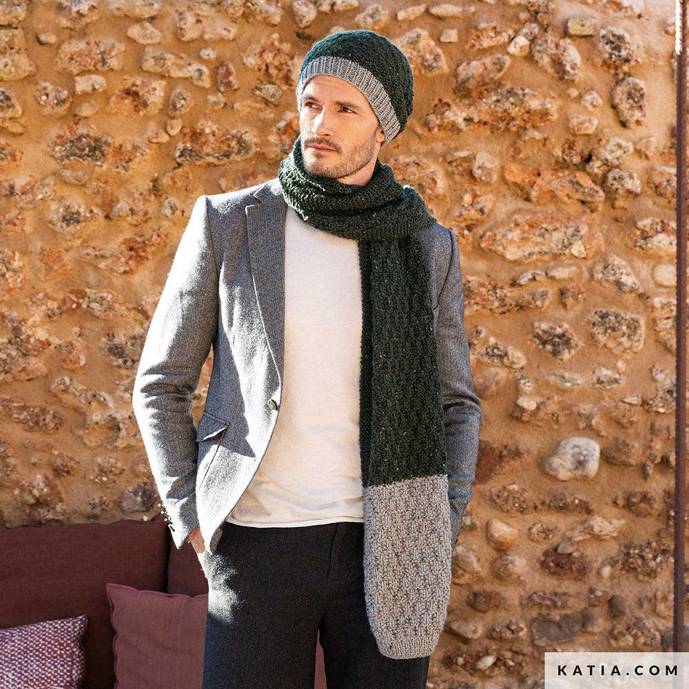 Patroon breien haken heren set herfst winter katia — gemaakt met Katia Merino Tweed (4)