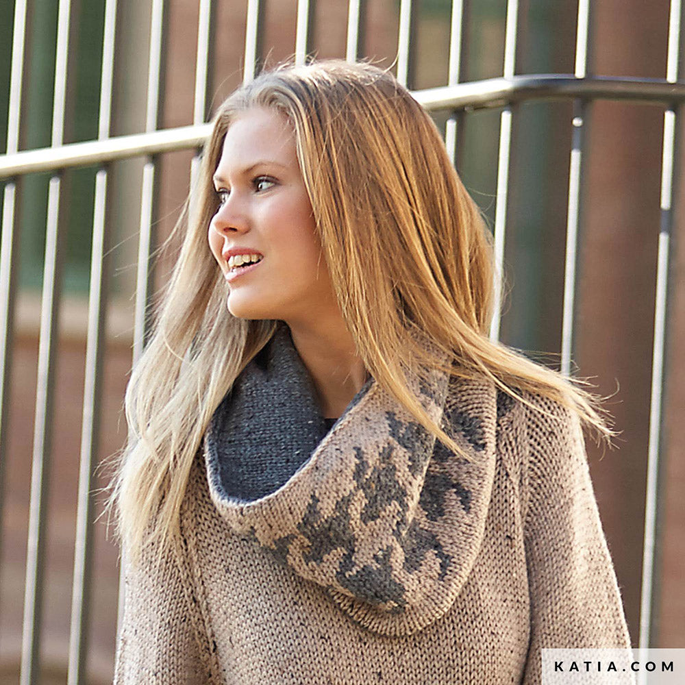 Patroon breien haken dames colsjaal herfst winter katia — gemaakt met Katia Merino Tweed