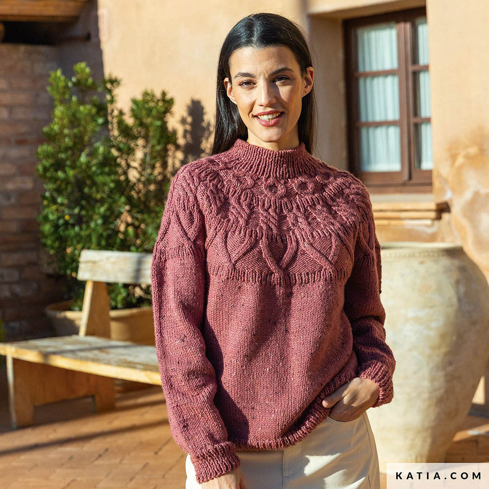Patroon breien haken dames trui herfst winter katia — gemaakt met Katia Merino Tweed (4)
