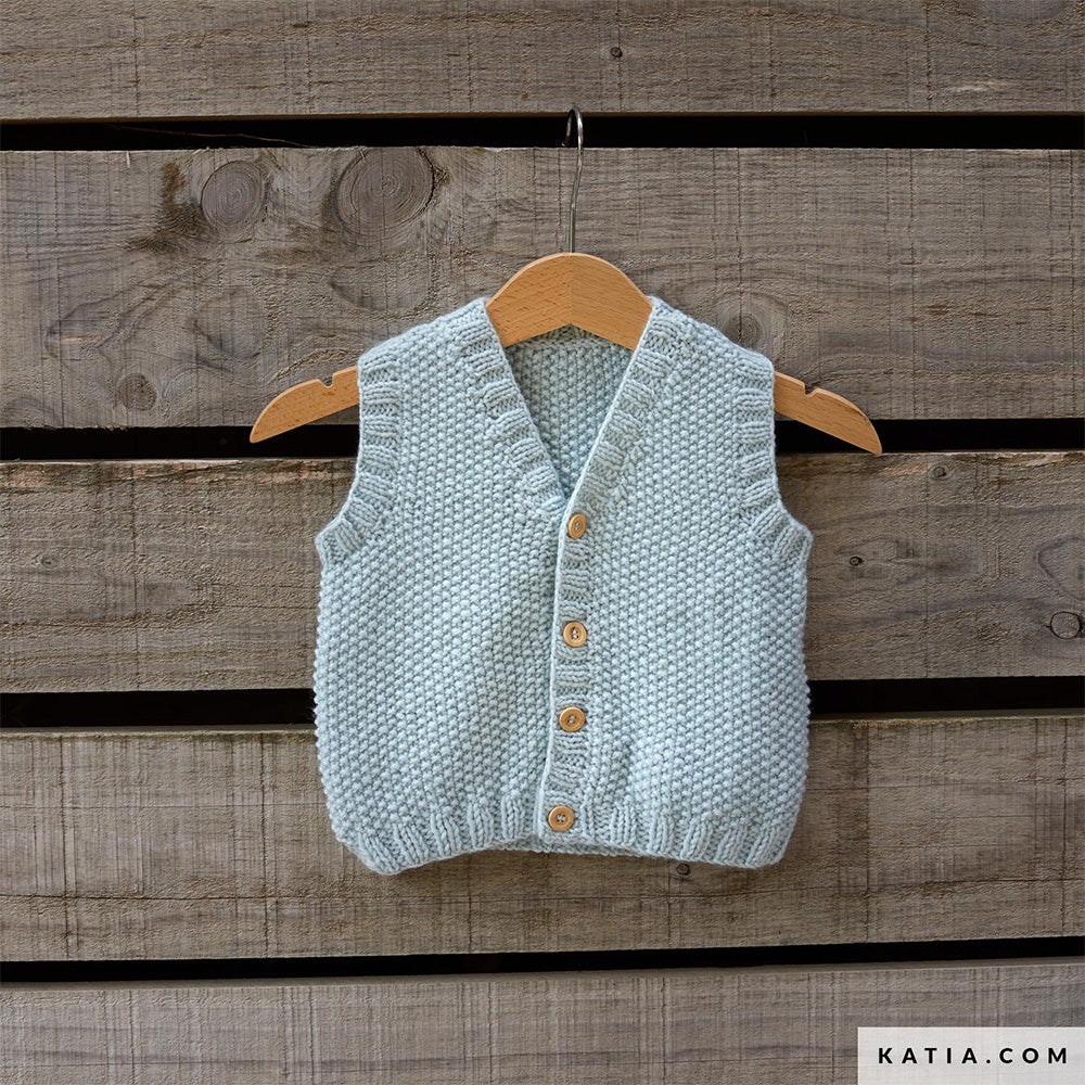 Patron tricoter tricot crochet layette gilet printemps ete k — gemaakt met Katia New Ultrasoft