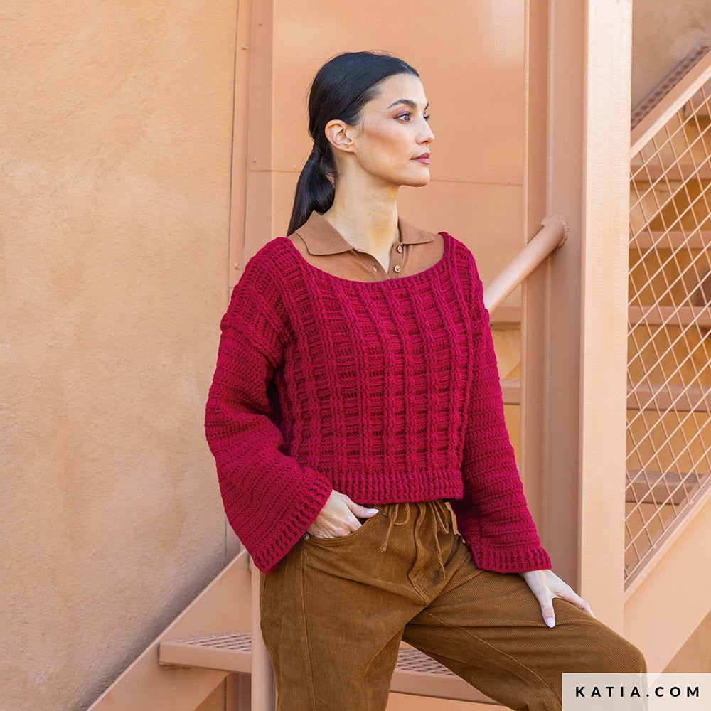 Patroon breien haken dames trui herfst winter katia — gemaakt met Katia New Ultrasoft (9)
