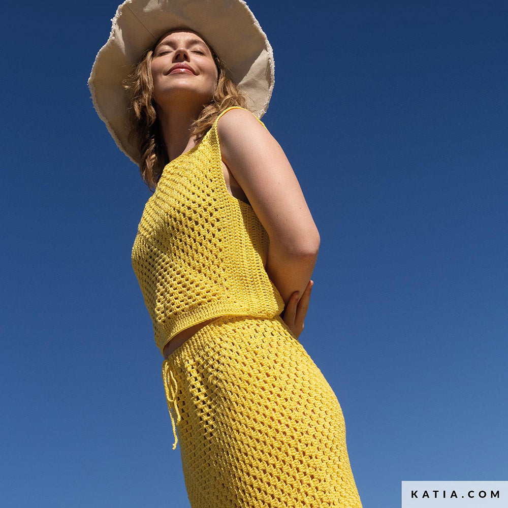 Patroon breien haken dames topje lente zomer katia — gemaakt met Katia Panama (2)