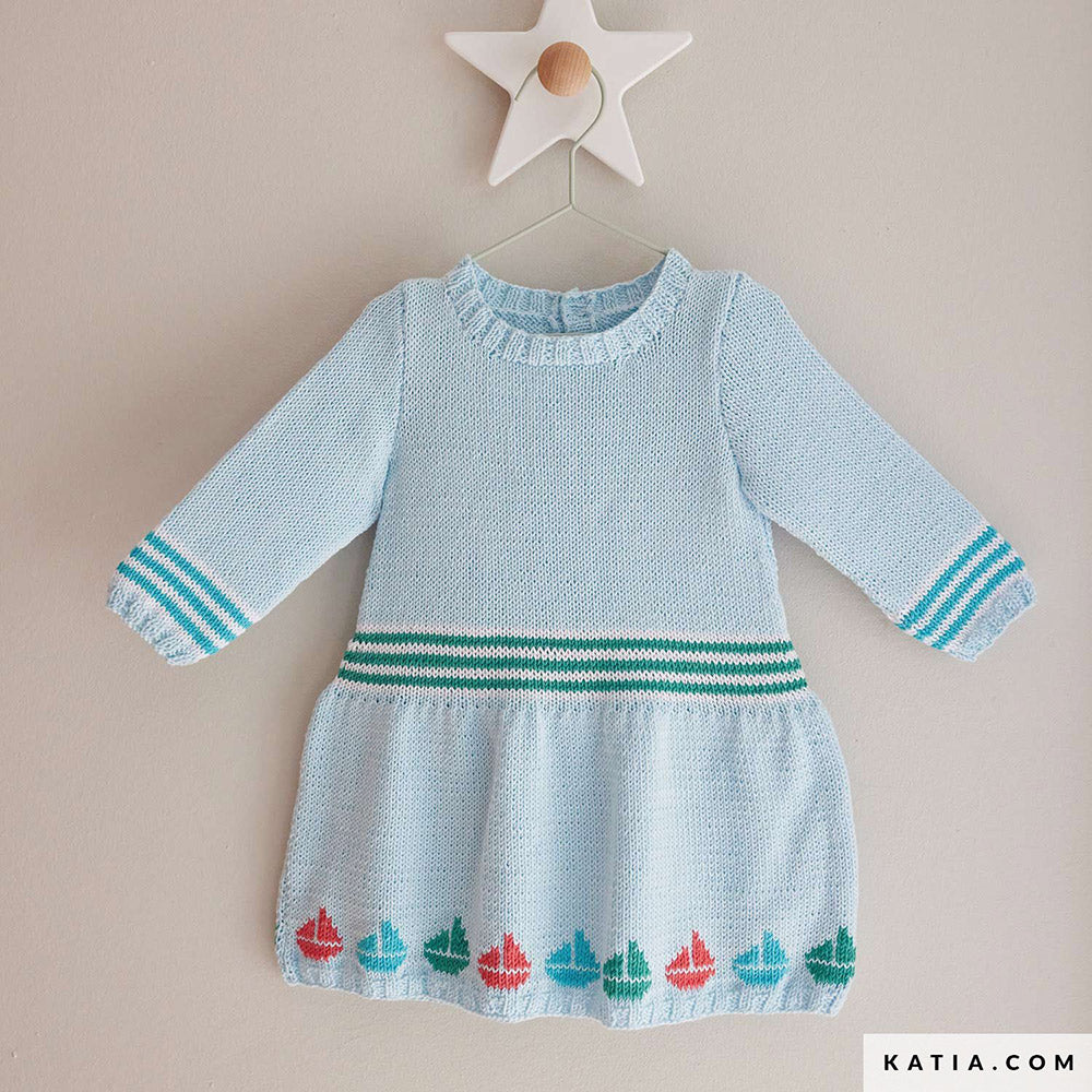 Patroon breien haken baby jurk lente zomer katia — gemaakt met Katia Panama (2)