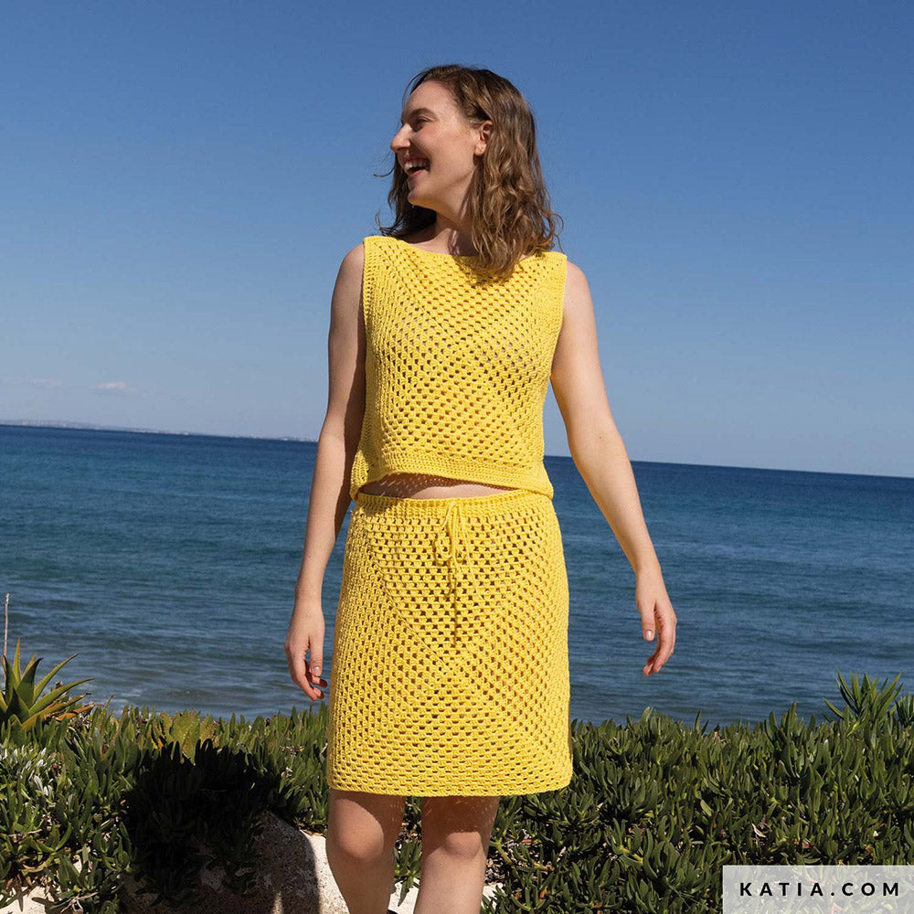 Patroon breien haken dames topje lente zomer katia — gemaakt met Katia Panama (4)