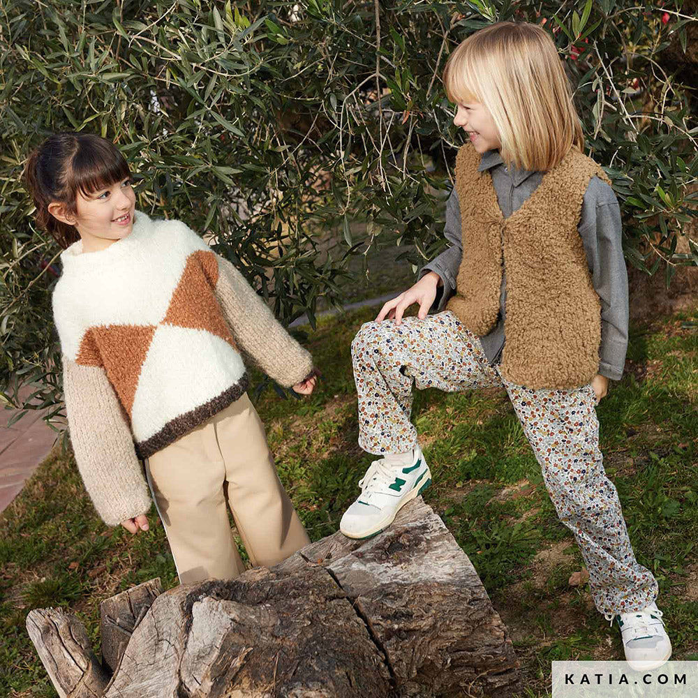 Patroon breien haken kinderen trui herfst winter katia — gemaakt met Katia Sherpa