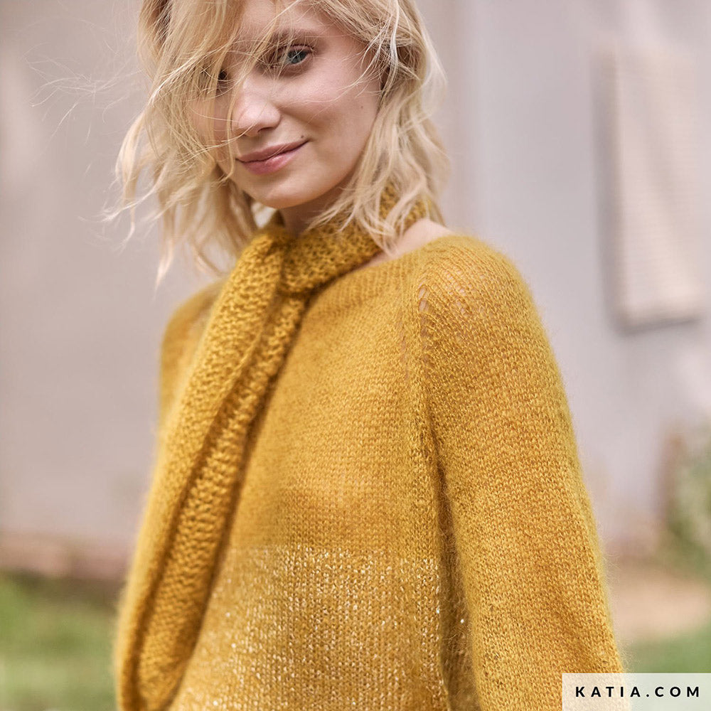 Patroon breien haken dames omslagdoek herfst winter katia — gemaakt met Katia Silky Mohair (2)