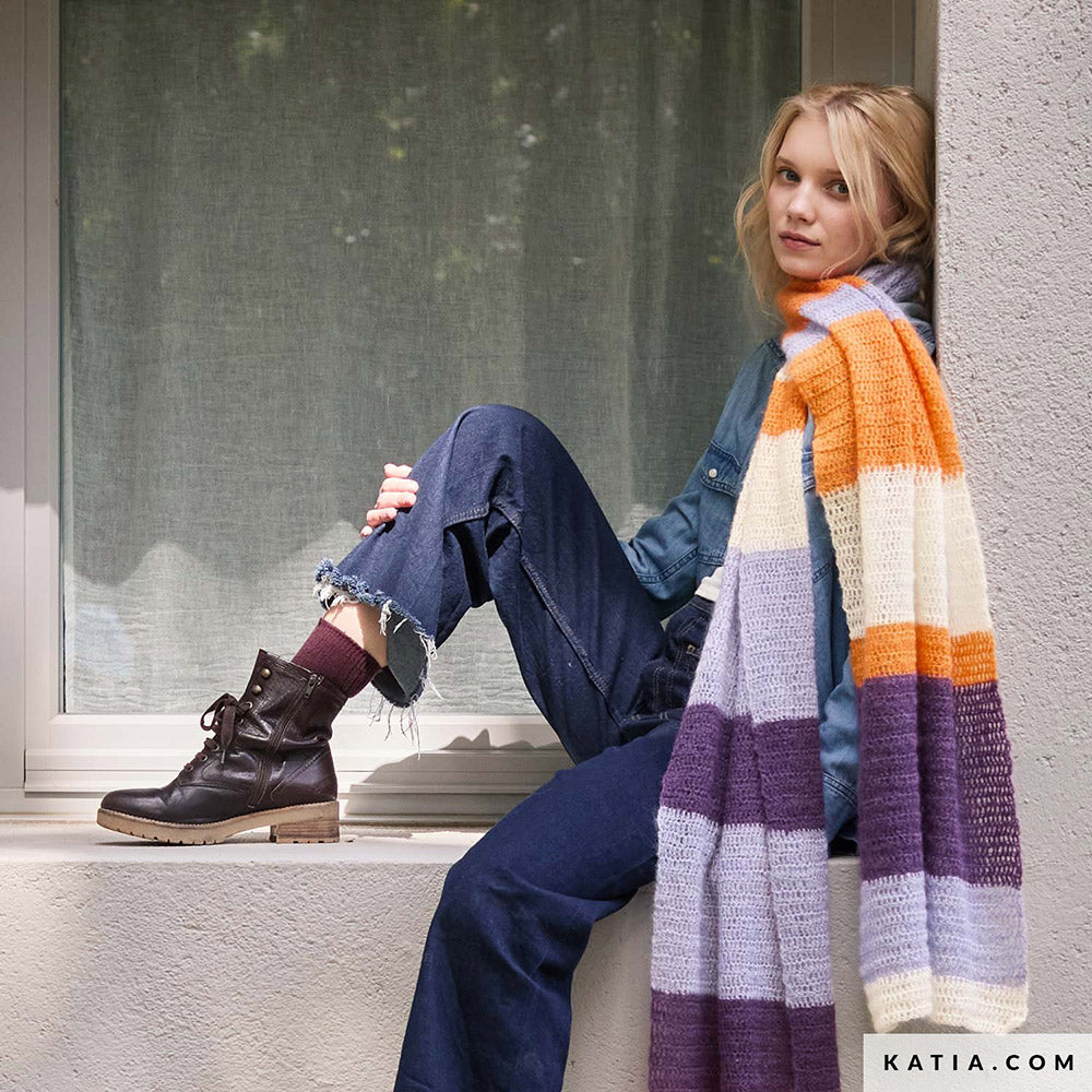 Patroon breien haken dames sjaal herfst winter katia — gemaakt met Katia Silky Mohair (3)