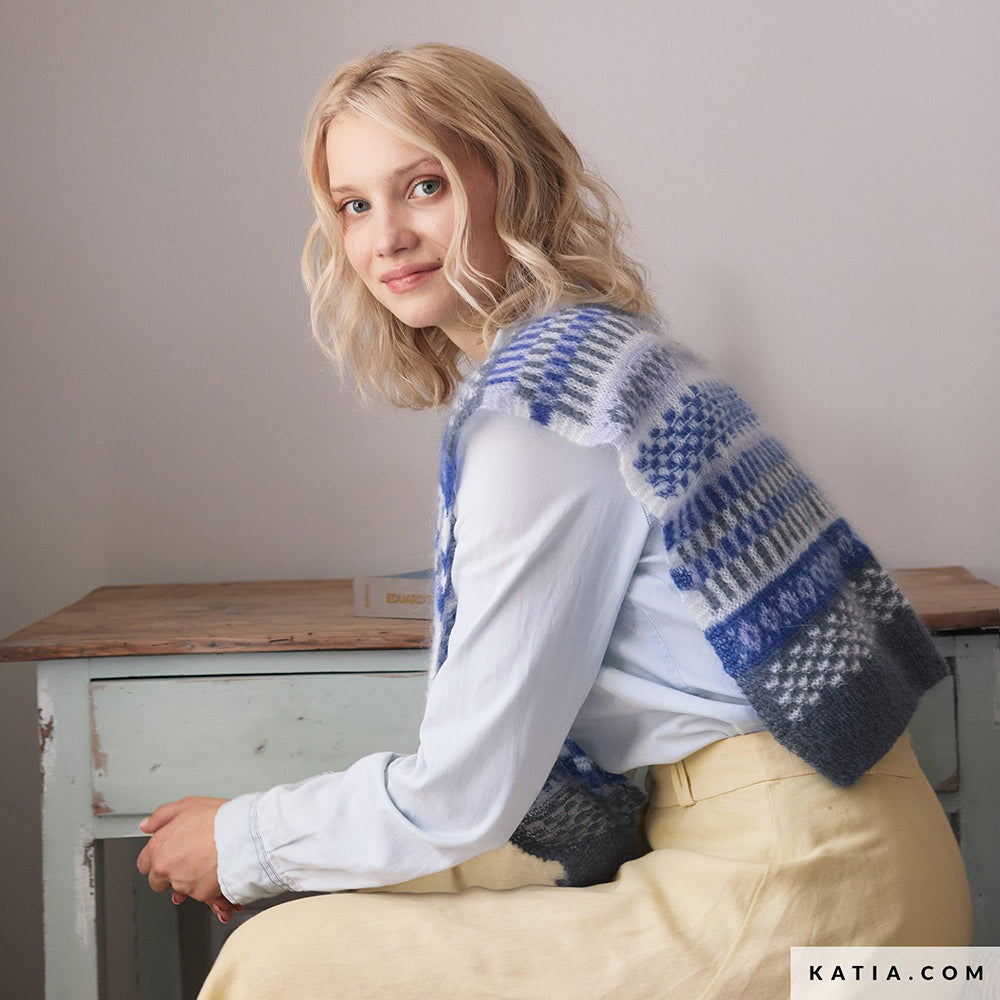 Patroon breien haken dames vest herfst winter katia — gemaakt met Katia Silky Mohair (6)