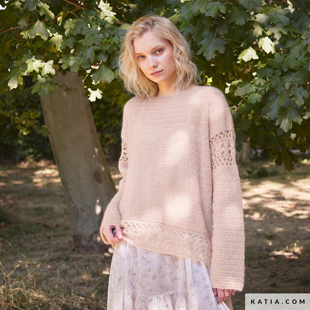Patroon breien haken dames trui herfst winter katia — gemaakt met Katia Silky Mohair (4)
