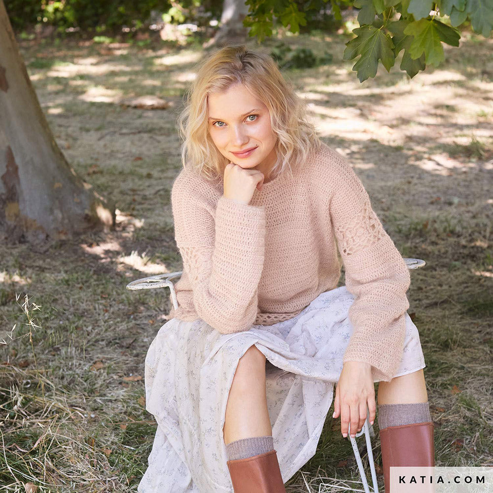 Patroon breien haken dames trui herfst winter katia — gemaakt met Katia Silky Mohair (2)